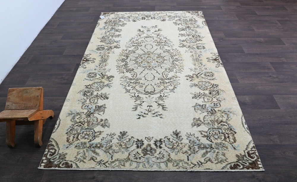 Oushak Turkish Vintage Rug 5x8 Kilim Rug Anatolian Handmade Boho Decor BEIGE