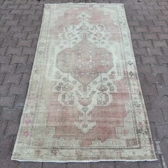 4×8 Faded Blush Wool Vintage Turkish Handmade Living Room Area Rug – Tariff Free