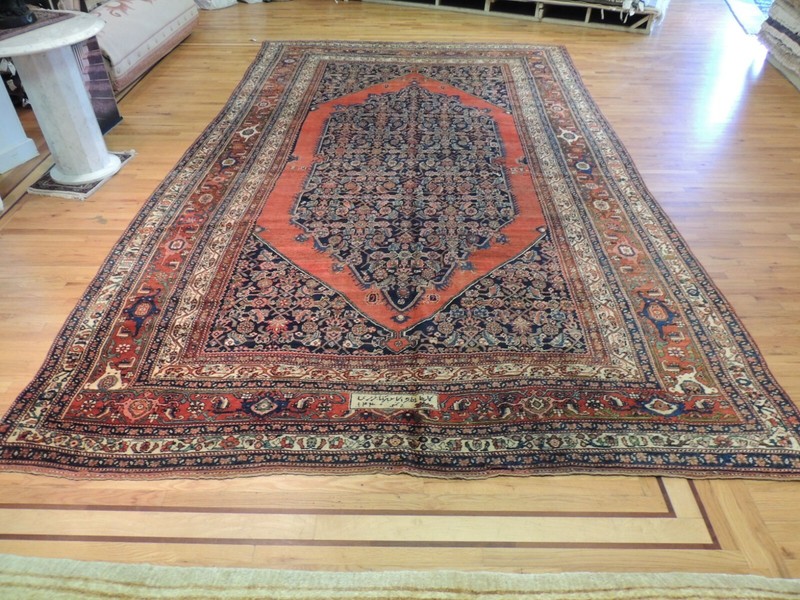 10x16 10x14 Bidjar SIGNED DATED Antique Oriental Area Rug Red Navy ca 1890 WOW! gallery