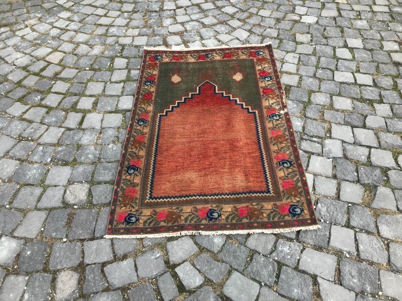 Turkish Antique rug Bohemian Area rug Oushak rug Vintage Rug Handmade Wool rug gallery