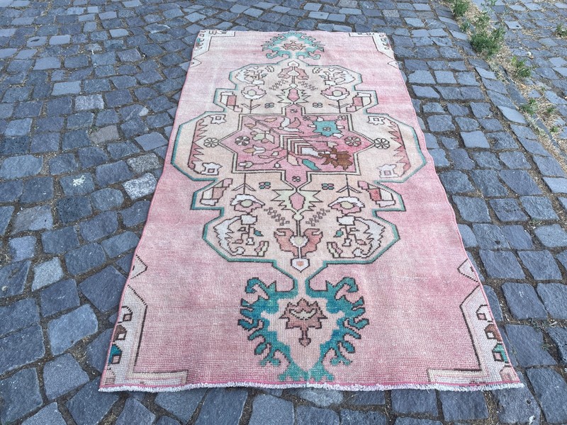 Bohemian Area Rug Handmade Wool Rug Turkish Vintage Traditional Rug 3,1 x 5,9 ft gallery