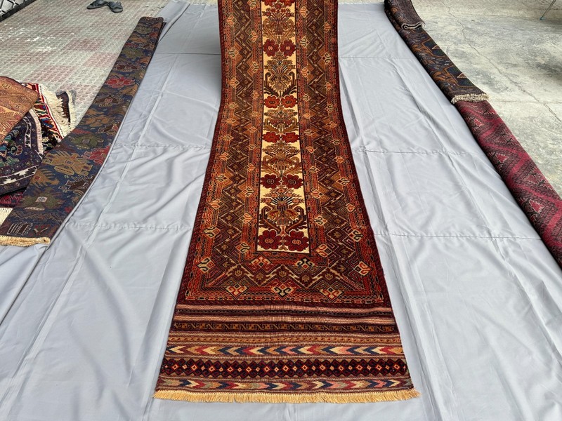 Fine Antique Afghan Runner Rug 3x12 ft Handmade Persian Style Tribal Hallway Rug gallery