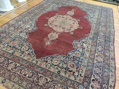 Antique 8×10 8×12 9×12 Kermaan Oriental Area Rug Red Navy Blue Pink medallion