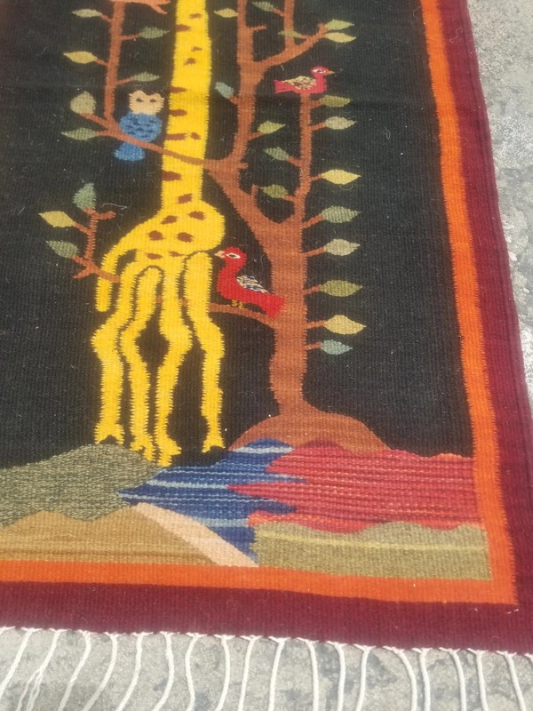 Fine Vintage Traditional Hand Made Scandinavian Wool Multicolor Kilim 108x61cm gallery