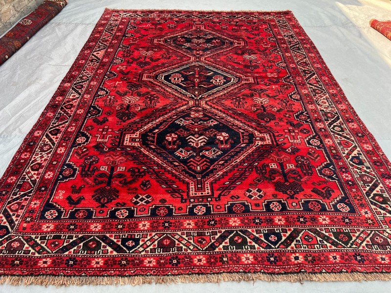 5'10 x 8'1 ft Vintage Afghan Baluchi Geometric Medallion Handknotted Wool Rug gallery
