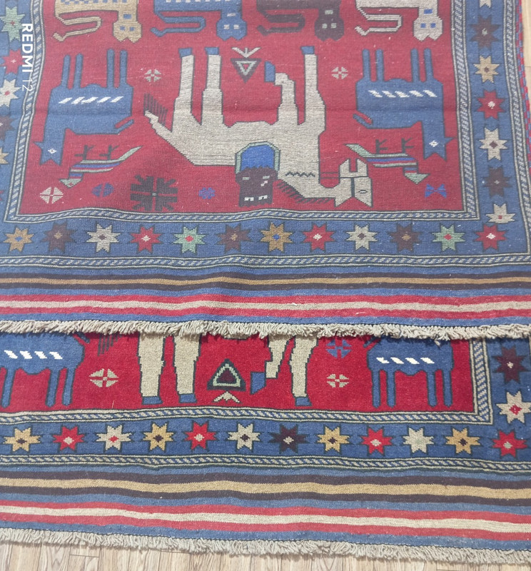 Afghan Balochi Rug | Village Scene & Horse Motif | Hand-Knotted Wool | 6.8x4.1 gallery