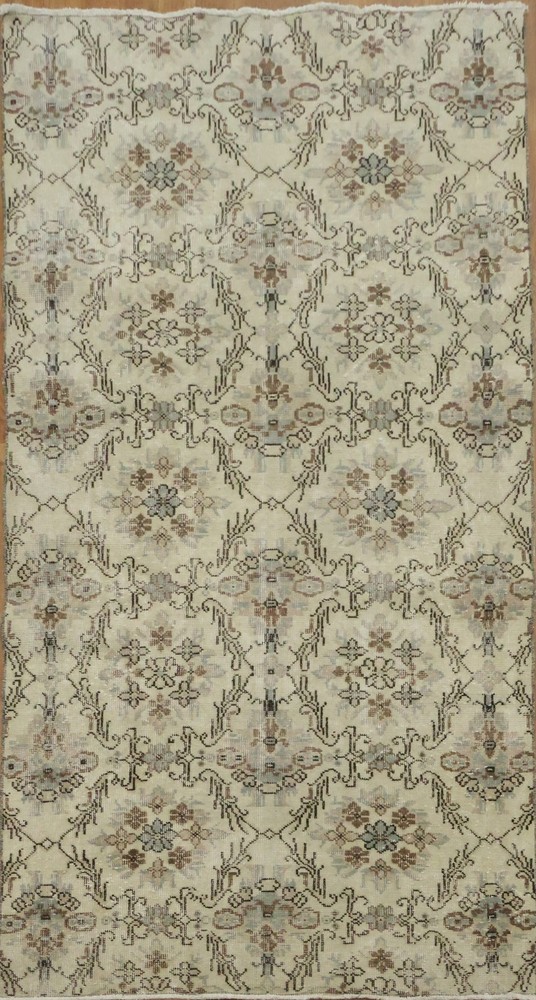 Anatolian Turkish Rug 4x7 Ft Hand-Knotted Elegant Vintage Oriental Wool Carpet