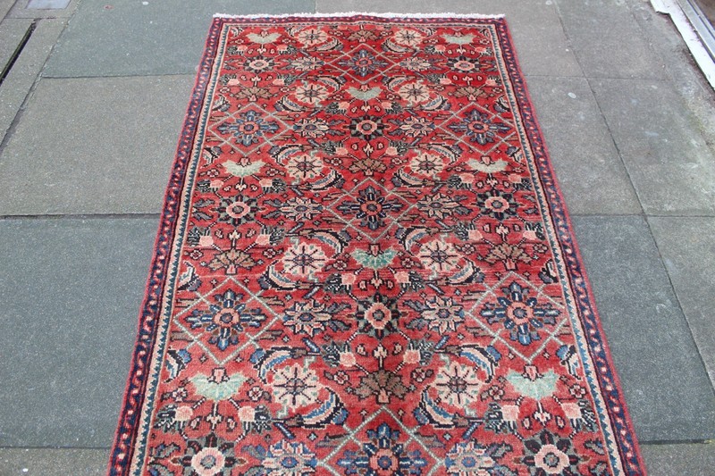 Vintage Hand Made Traditional Oriental Wool Red Long Runner 282x104cm gallery