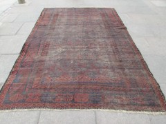Antique Worn Traditional Hand Made Oriental Brown Red Wool Carpet 315x215cm