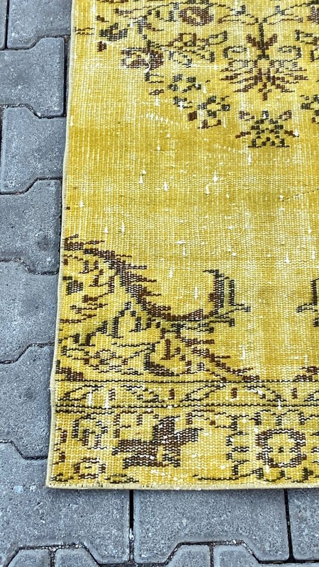 Turkish Rug, 2x9 ft, Vintage Rug, Runner Rug, Yellow Rug, Anatolian Carpet, Wool gallery