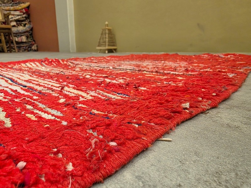 Moroccan Handmade Vintage Runner Carpet 2'9x6'1 Berber Red Wool Rug gallery