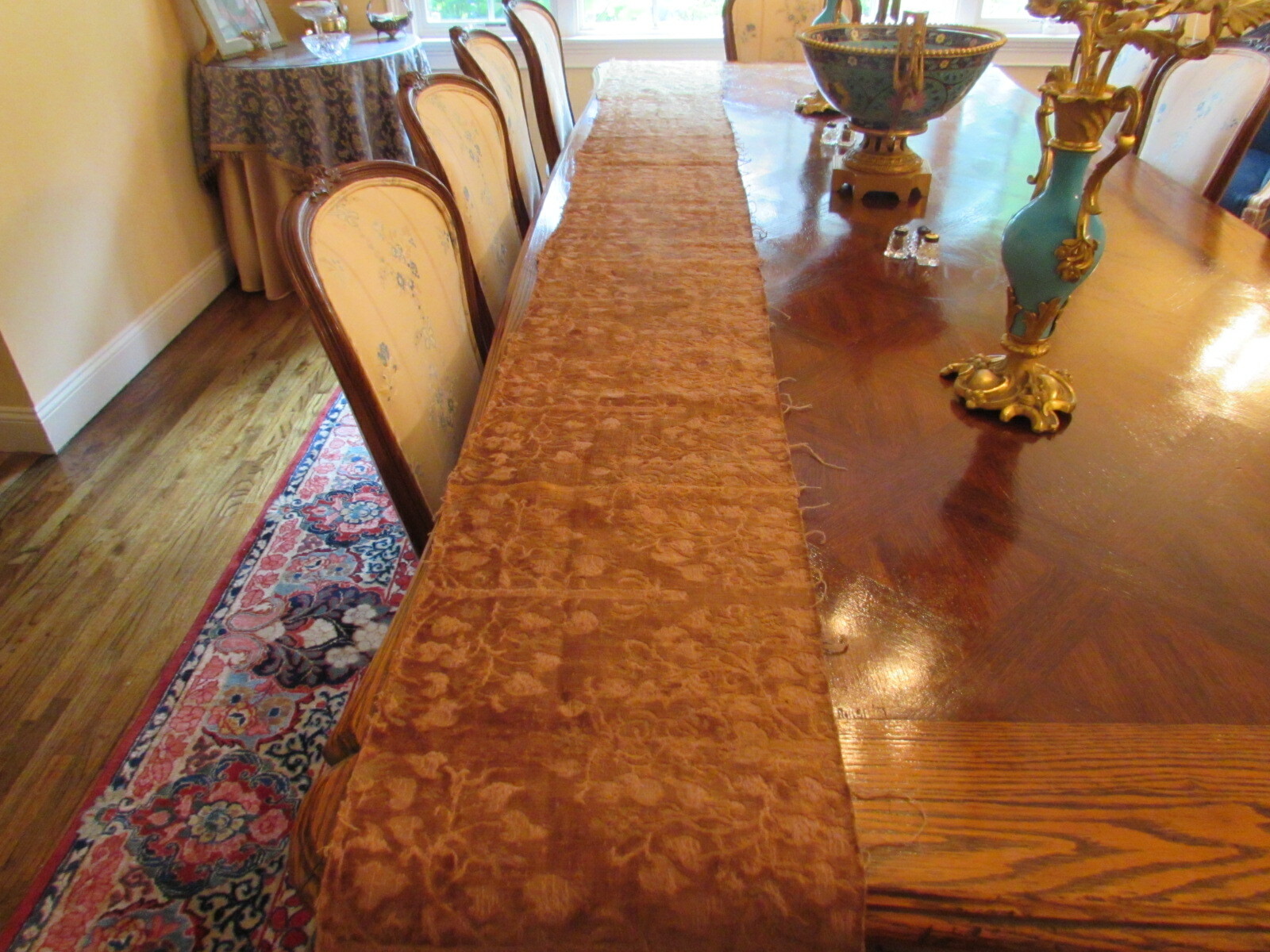 ANTIQUE CUT VELVET AND METALLIC SILK TEXTILE FRAGMENT gallery