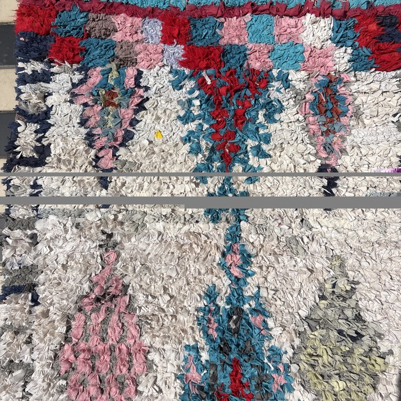 Vintage Hand Made Moroccan Boucherouite Cotton Rag Rug 166 x 94cm gallery