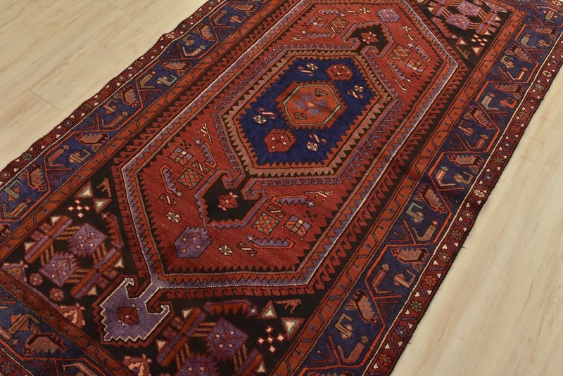 Hamedan Rug 4’6” x 8′ Red Wool Vintage Tribal Hand-Knotted Oriental Carpet gallery
