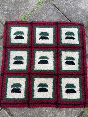 Vintage Retro Hand Knotted Latch Hook Rug Wool? 68x70cm (B51
