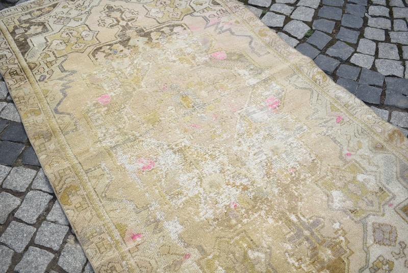 Oushak Rug 4'1 x 7'4 ft Vintage Kilim Muted Dye Turkish Distressed Oushak Rug gallery