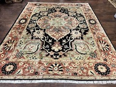 Pakistani Rug 8×10 Mahal Sultanabad Shiny Wool Vintage Handmade Medallion Carpet
