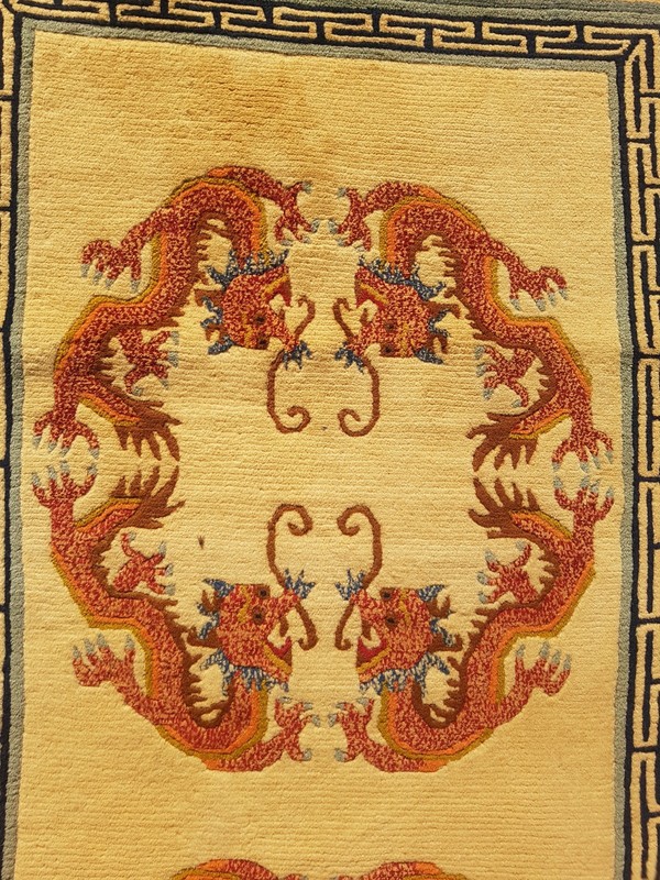 Vintage Handmade Chinese Peking Dragon Style Wool Rug 166x90 cm gallery