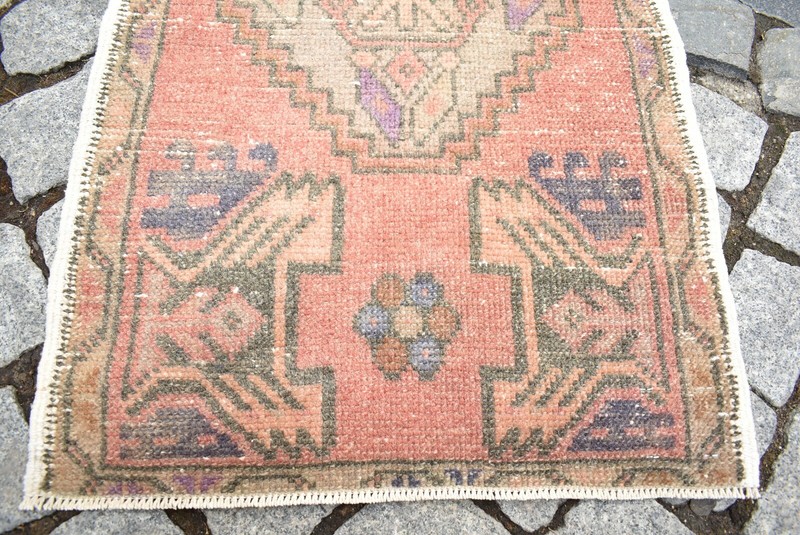 Turkish Rug 20'' x 26'' Vintage Kilim Small Anatolian Oushak Wool Low Pile Rug gallery