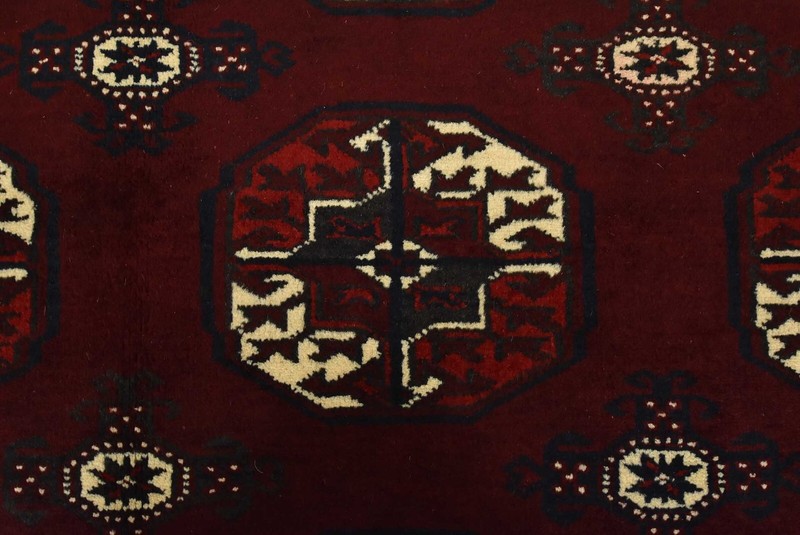 Vintage Bokhara Rug 7’7” x 12’5” Red Wool Tribal Hand-Knotted Oriental Carpet gallery