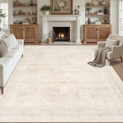 8×10 Area Rugs for Living Room: Vintage Boho Neutral Washable Rug Indoor Soft…