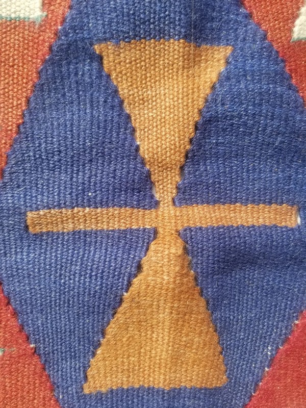 Vintage Traditional Handmade Turkish Wool Blue Kilim 3.2x3ft gallery