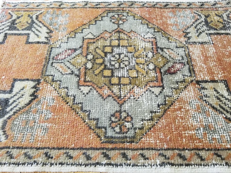 Primitive Antique 1900-1930's Wool Pile, Vegy Dy Tribal Rug 1’8”x 2’5” gallery