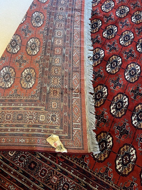 Exceptional Hand-Knotted Kazakhstan Bokhara Wool Rug - Red Field - 11'2" X 8'3" gallery