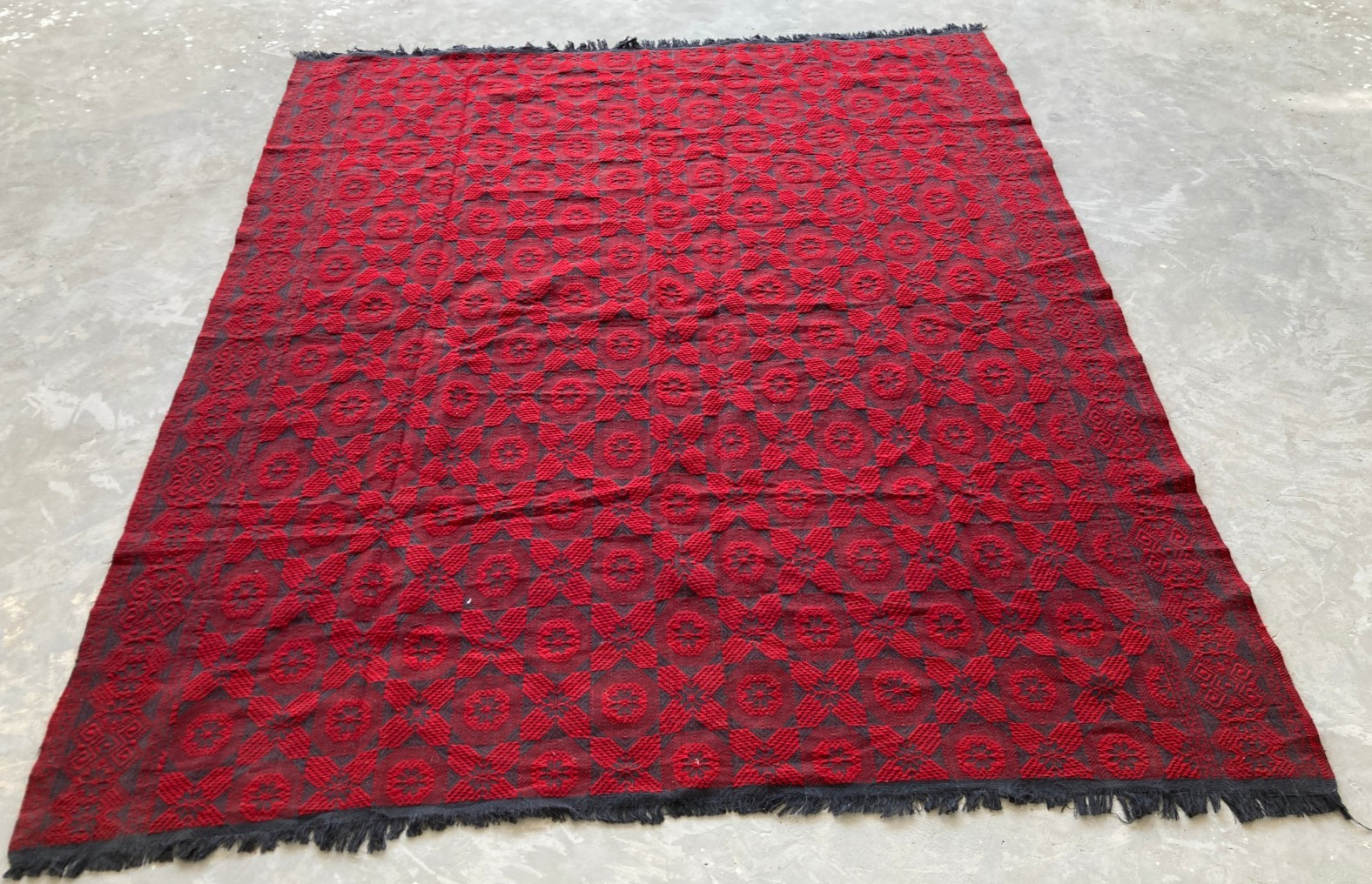 Vintage Traditional Handmade Turkish Geometric Wool Kilim Rug 210x180 cm gallery