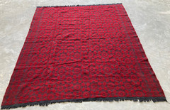 Vintage Traditional Handmade Turkish Geometric Wool Kilim Rug 210×180 cm