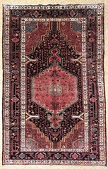 Vintage Tuyserkan Wool Rug 5×10 Black Tribal Geometric Hand Knotted Oriental