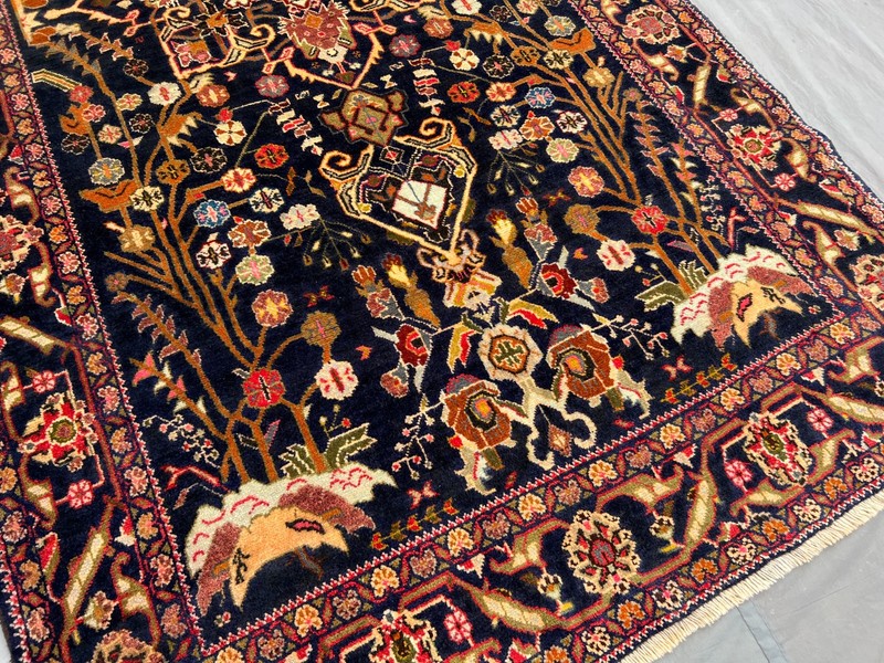 4'1" x 7'4" Vintage Afghan Hand-Knotted Tribal Wool Rug, Floral & Geometric Rug gallery