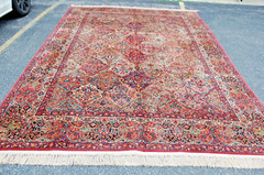 ANTIQUE EARLY KARASTAN KIRMAN MULTI_COLOR PANEL PATTERN#717 RUG CARPET 8.8 X 12