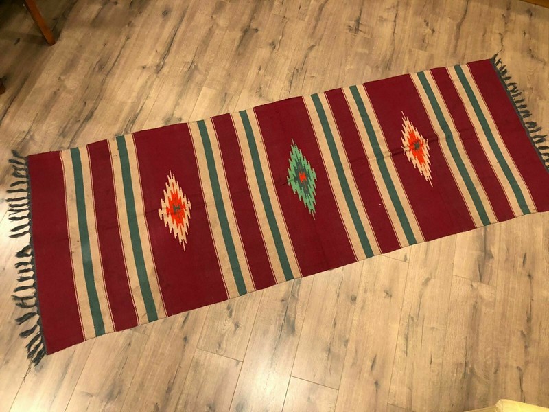 OLD ALBANIAN HANDMADE RUG CARPET KILIM WOOL MULTICOLORED TRADITIONAL RUG AMZ #9 gallery