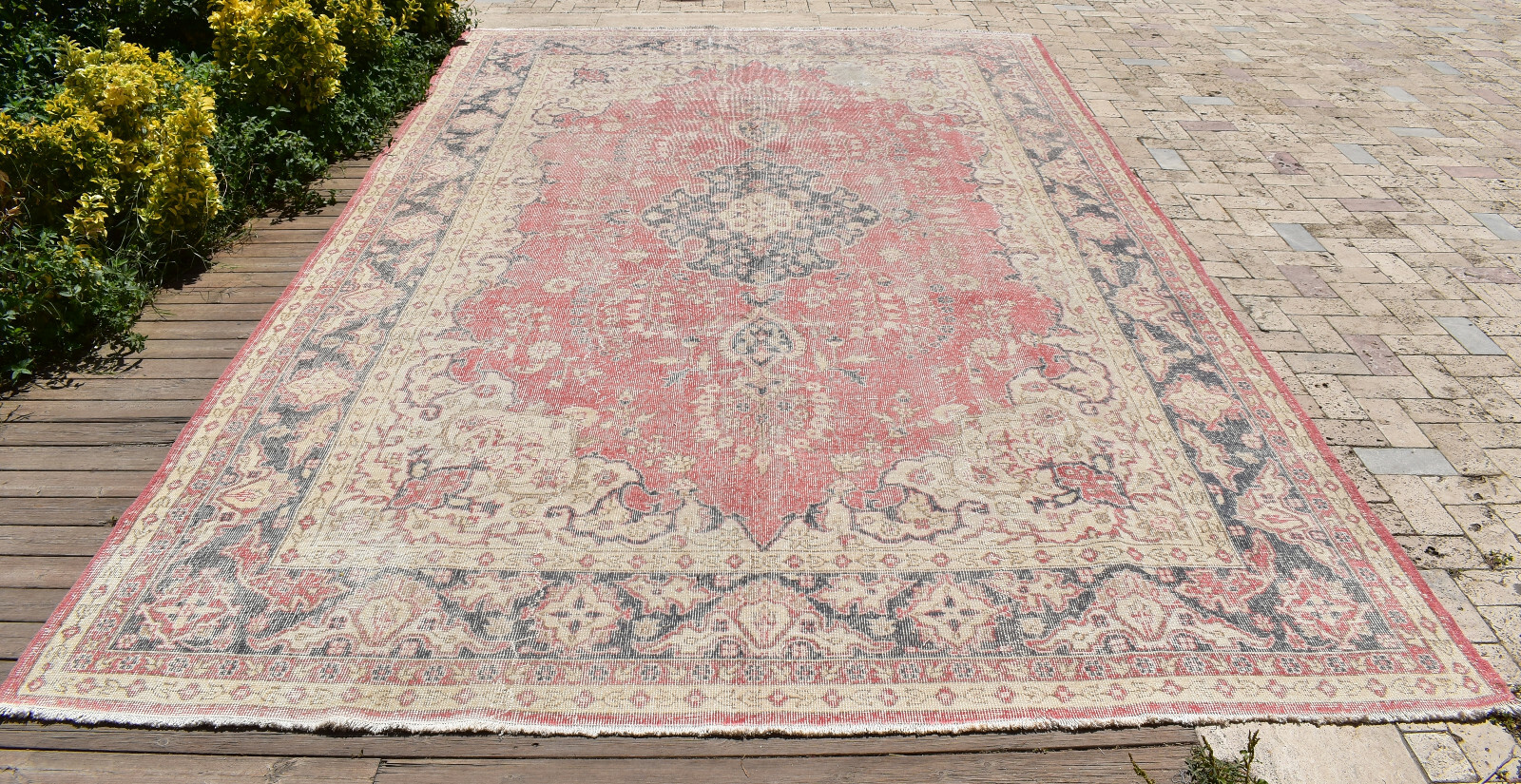 Oushak Rug 245x399cm Vintage Muted Color Medallion Oriental Design 8x13 Turkey gallery
