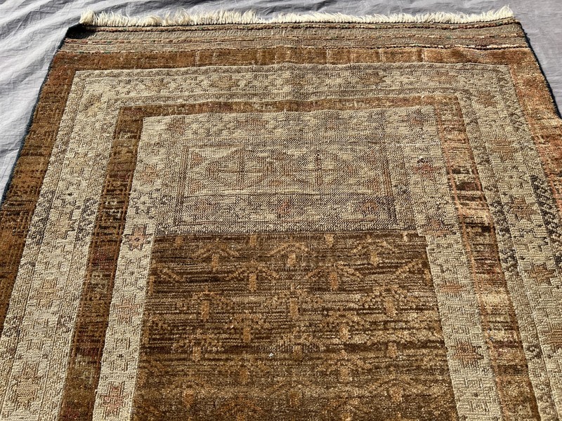 Terracotta Antique Afghan Baluchi Rug 3x4 Muted Geometric Turkmen Faded Carpet gallery
