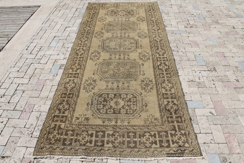 Turkish Rug 55''x148'' Vintage Oushak Mutedcolor Runner Corridor Carpet Hallway gallery