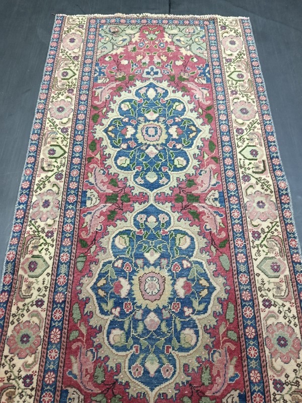 Red Antique Handmade Medallion Runner, 2.7x5.8ft, Vintage Oriental Entryway Rug, gallery