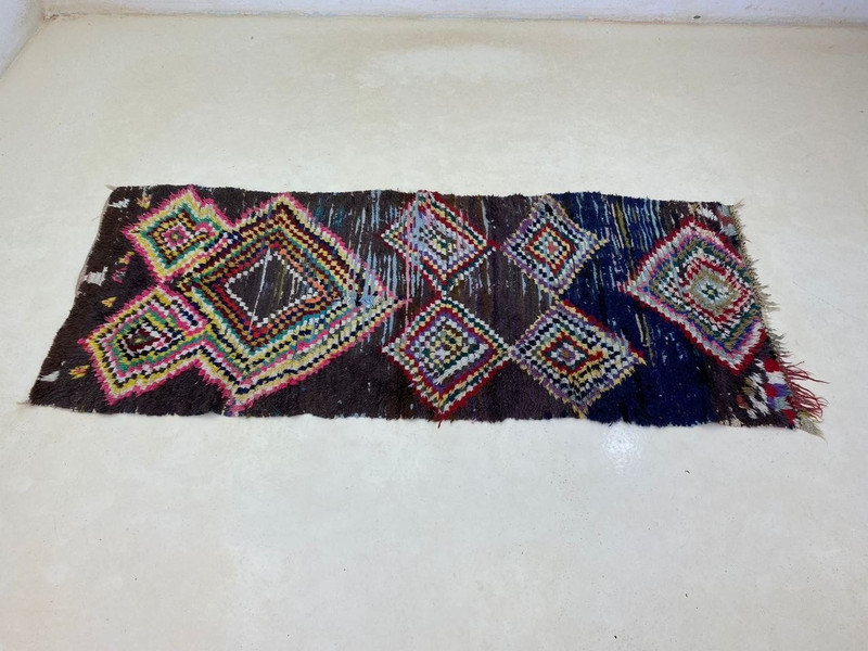 Moroccan Cotton Vintage Berber Rug, Unique Geometrie Home Decor Rug 2'9x7'1 ft gallery