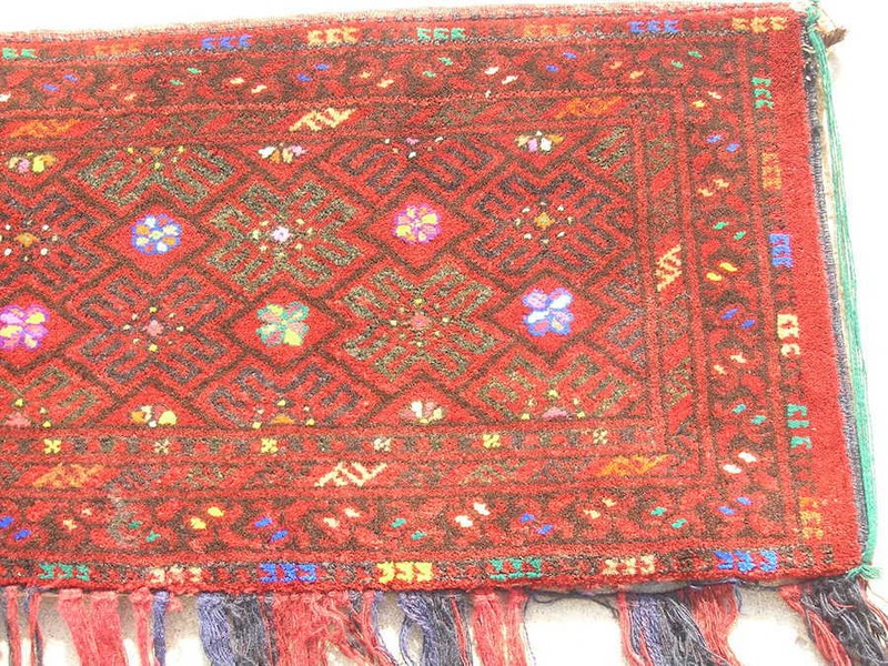 Vintage Turkomen Ersari Torba Bag Face Bagface 16x47 inches Silk Flowers w/ Back gallery