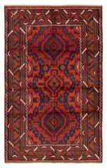 Vintage Geometric Area Rug 3’11” x 6’4″ Traditional Hand-Knotted Wool Carpet