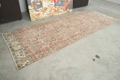 3×9 Turkish Runner Rug Hand-Knotted Oushak Area Carpet Handmade Vintage Rug,1132