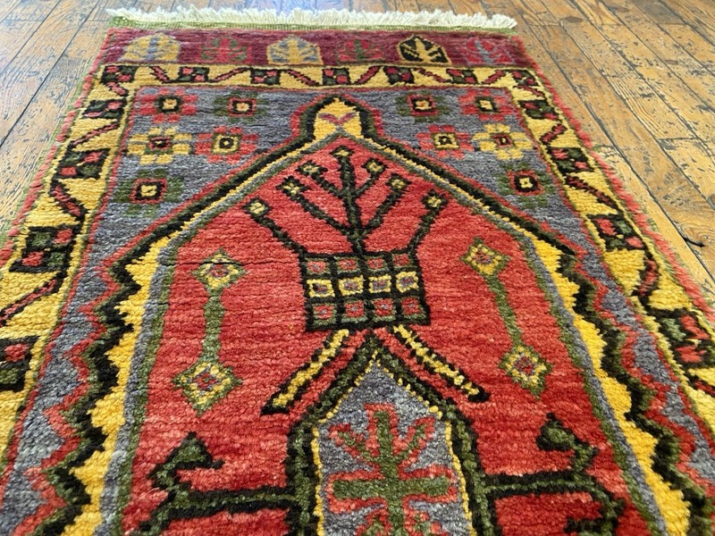 Beautiful Antique 1940-1950's Wool Pile Henna Dye Tribal Runner Rug 1’9”x5’4” gallery