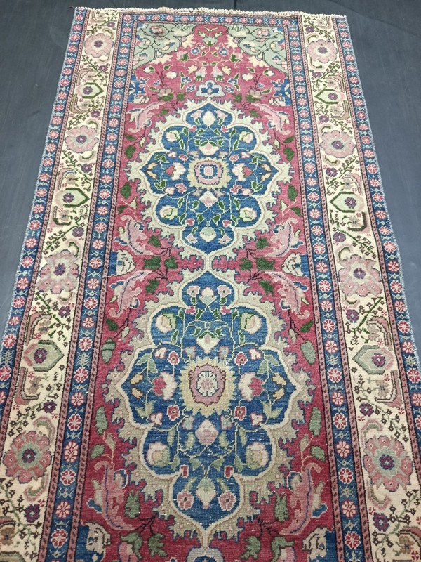 Red Antique Handmade Medallion Runner, 2.7x5.8ft, Vintage Oriental Entryway Rug, gallery