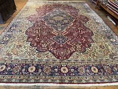 Unique Floral Vintage 1940-1950’s Hereke Rug 8’2”x12’ Wool Turkish Carpet