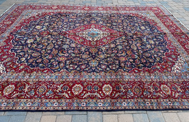 Top Quality Handmade New Oriental Rug, Blue Floral Medallion Design, 10x14 gallery