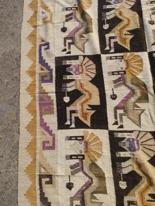 Vintage Handmade Peruvian Traditional Wool Rug Carpet 220x166 cm gallery