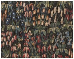1’x1′ Antique Tapestry Square Small Scatter Size Wool & Silk Black Rug