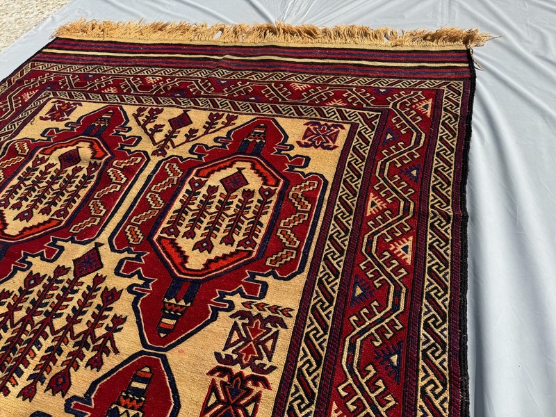 7x9 ft Afghan Handwoven Vintage Wool Kilim Rug Geometric Muted Terracotta Carpet gallery