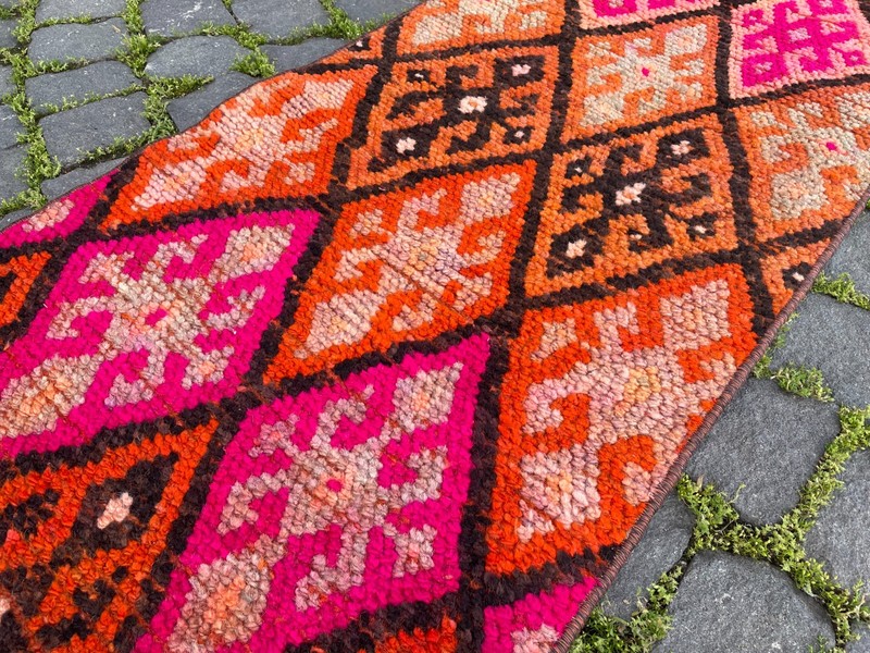 Bohemian Runner Rug, Turkish Vintage Rug, Handmade Wool Rug, 1,7 x 8,7 ft gallery